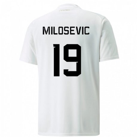 Kandiny Muži Srbské Jovan Milosevic #19 Biely Dresy Idegenbeli Csapatmez 22-24 Triĭká