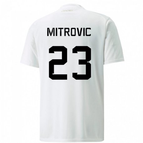 Kandiny Muži Srbské Vuk Mitrovic #23 Biely Dresy Idegenbeli Csapatmez 22-24 Triĭká