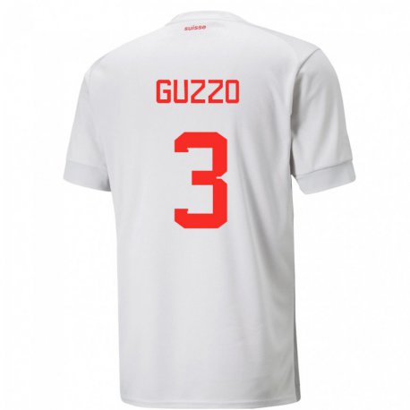 Kandiny Muži Švajčiarske Ramon Guzzo #3 Biely Dresy Idegenbeli Csapatmez 22-24 Triĭká