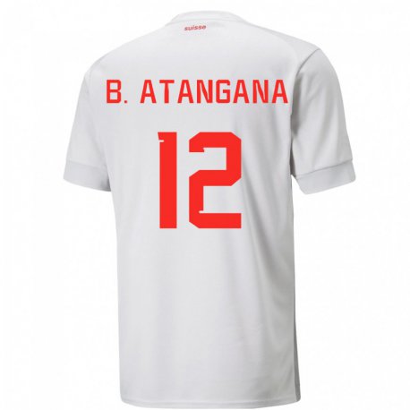 Kandiny Muži Švajčiarske Brian Ernest Atangana #12 Biely Dresy Idegenbeli Csapatmez 22-24 Triĭká