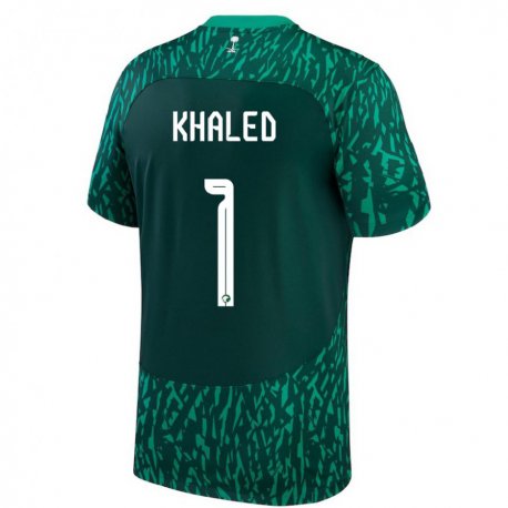 Kandiny Muži Saudskoarabské Sarah Khaled #1 Dark Zelená Dresy Idegenbeli Csapatmez 22-24 Triĭká