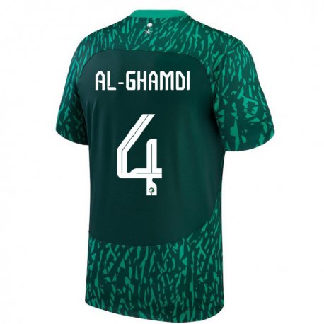 Kandiny Muži Saudskoarabské Talah Al Ghamdi #4 Dark Zelená Dresy Idegenbeli Csapatmez 22-24 Triĭká