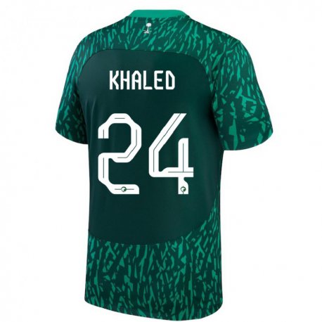 Kandiny Muži Saudskoarabské Atheer Khaled #24 Dark Zelená Dresy Idegenbeli Csapatmez 22-24 Triĭká