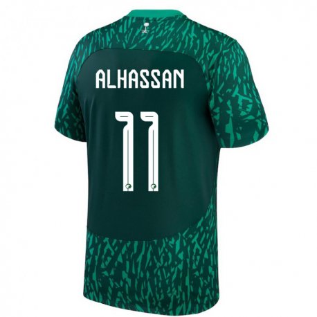Kandiny Muži Saudskoarabské Abbas Alhassan #11 Dark Zelená Dresy Idegenbeli Csapatmez 22-24 Triĭká