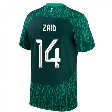 Kandiny Muži Saudskoarabské Abdullah Zaid #14 Dark Zelená Dresy Idegenbeli Csapatmez 22-24 Triĭká
