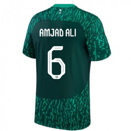 Kandiny Muži Saudskoarabské Amjad Ali #6 Dark Zelená Dresy Idegenbeli Csapatmez 22-24 Triĭká