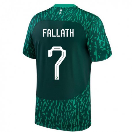 Kandiny Muži Saudskoarabské Fahad Fallath #7 Dark Zelená Dresy Idegenbeli Csapatmez 22-24 Triĭká