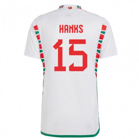 Kandiny Muži Waleské Justin Hanks #15 Biely Dresy Idegenbeli Csapatmez 22-24 Triĭká