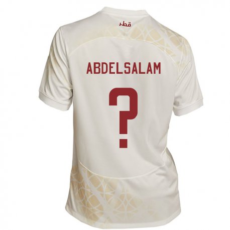 Kandiny Muži Katarské Nasser Abdelsalam #0 Zlato Béžová Dresy Idegenbeli Csapatmez 22-24 Triĭká