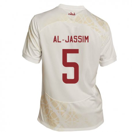 Kandiny Muži Katarské Dana Al Jassim #5 Zlato Béžová Dresy Idegenbeli Csapatmez 22-24 Triĭká