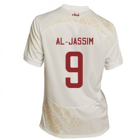Kandiny Muži Katarské Kholoud Al Jassim #9 Zlato Béžová Dresy Idegenbeli Csapatmez 22-24 Triĭká