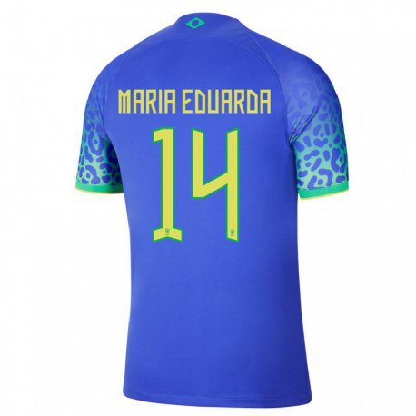 Kandiny Muži Brazílske Maria Eduarda #14 Modrá Dresy Idegenbeli Csapatmez 22-24 Triĭká
