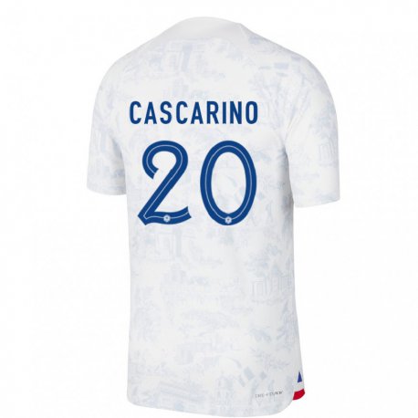 Kandiny Muži Francúzske Delphine Cascarino #20 Biela Modrá Dresy Idegenbeli Csapatmez 22-24 Triĭká