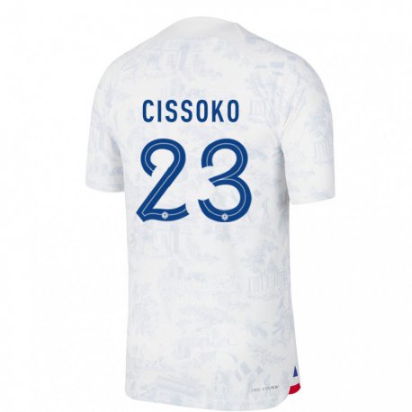 Kandiny Muži Francúzske Hawa Cissoko #23 Biela Modrá Dresy Idegenbeli Csapatmez 22-24 Triĭká
