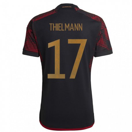 Kandiny Muži Nemecké Jan Thielmann #17 Čierna Maroon Dresy Idegenbeli Csapatmez 22-24 Triĭká