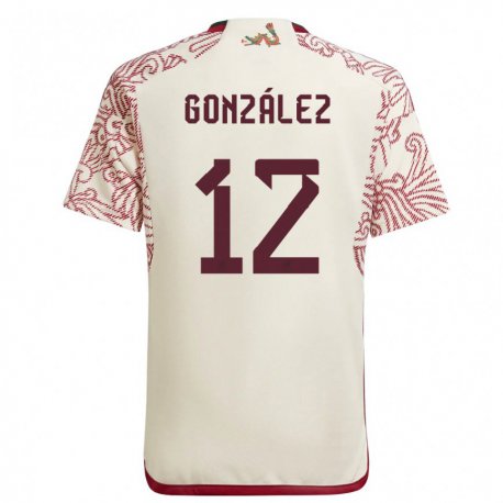 Kandiny Muži Mexické Itzel Gonzalez #12 Čuduj Sa Biela Červená Dresy Idegenbeli Csapatmez 22-24 Triĭká