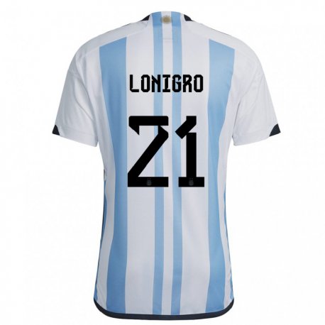 Kandiny Ženy Argentínske Erica Lonigro #21 Biela Nebeská Modrá Dresy Hazai Csapatmez 22-24 Triĭká