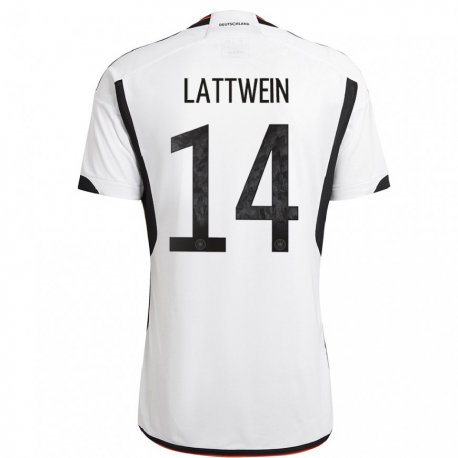 Kandiny Ženy Nemecké Lena Lattwein #14 Biely čierny Dresy Hazai Csapatmez 22-24 Triĭká