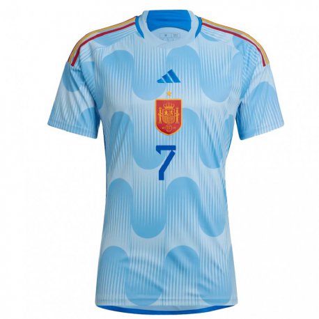Kandiny Ženy Španielske Fabio Blanco #7 Sky Modrá Dresy Idegenbeli Csapatmez 22-24 Triĭká