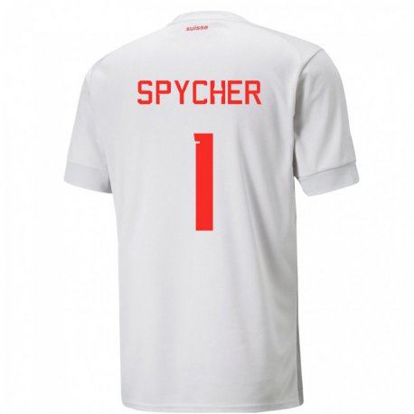 Kandiny Ženy Švajčiarske Tim Spycher #1 Biely Dresy Idegenbeli Csapatmez 22-24 Triĭká