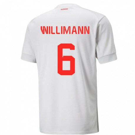 Kandiny Ženy Švajčiarske Mauricio Willimann #6 Biely Dresy Idegenbeli Csapatmez 22-24 Triĭká