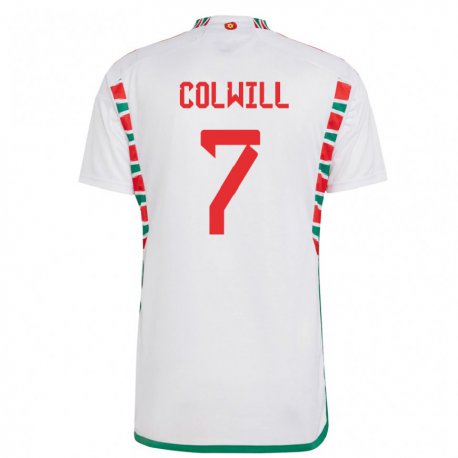 Kandiny Ženy Waleské Joel Colwill #7 Biely Dresy Idegenbeli Csapatmez 22-24 Triĭká