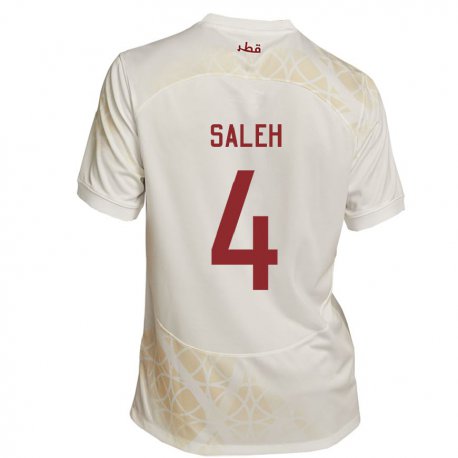 Kandiny Ženy Katarské Hagar Saleh #4 Zlato Béžová Dresy Idegenbeli Csapatmez 22-24 Triĭká