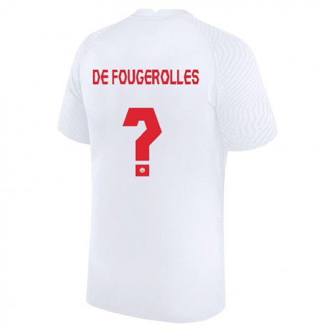 Kandiny Ženy Kanadské Luc De Fougerolles #0 Biely Dresy Idegenbeli Csapatmez 22-24 Triĭká
