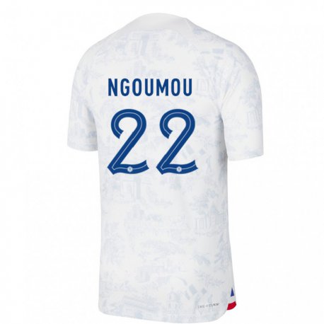 Kandiny Ženy Francúzske Nathan Ngoumou #22 Biela Modrá Dresy Idegenbeli Csapatmez 22-24 Triĭká
