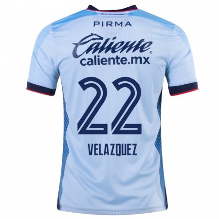 Kandiny Deti Hireri Velazquez #22 Modrá Obloha Dresy Idegenbeli Csapatmez 2023/24 Triĭká