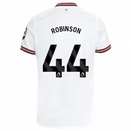 Kandiny Muži Junior Robinson #44 Biely Dresy Idegenbeli Csapatmez 2023/24 Triĭká