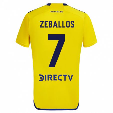 Kandiny Muži Exequiel Zeballos #7 Žltá Dresy Idegenbeli Csapatmez 2023/24 Triĭká