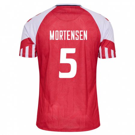 Kandiny Deti Dánske Gustav Mortensen #5 Červená Dresy Hazai Csapatmez 24-26 Triĭká