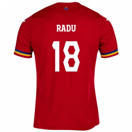 Kandiny Deti Rumunsko Denis Radu #18 Červená Dresy Idegenbeli Csapatmez 24-26 Triĭká