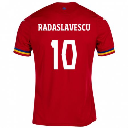 Kandiny Deti Rumunsko Eduard Radaslavescu #10 Červená Dresy Idegenbeli Csapatmez 24-26 Triĭká