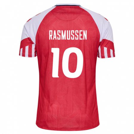 Kandiny Muži Dánske Christian Rasmussen #10 Červená Dresy Hazai Csapatmez 24-26 Triĭká