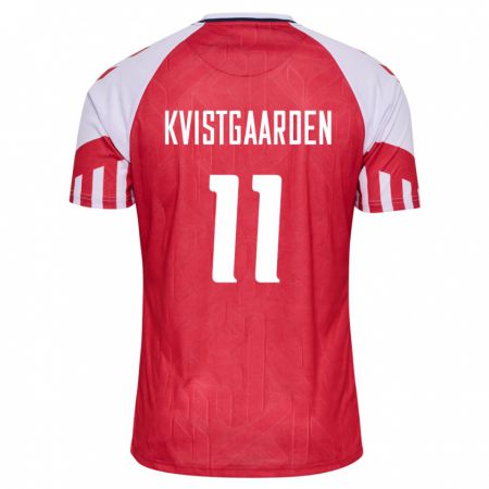 Kandiny Muži Dánske Mathias Kvistgaarden #11 Červená Dresy Hazai Csapatmez 24-26 Triĭká
