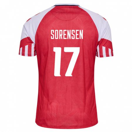 Kandiny Muži Dánske Oliver Sörensen #17 Červená Dresy Hazai Csapatmez 24-26 Triĭká