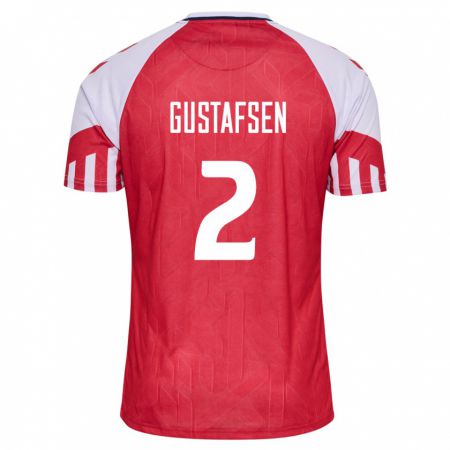 Kandiny Muži Dánske Victor Gustafsen #2 Červená Dresy Hazai Csapatmez 24-26 Triĭká