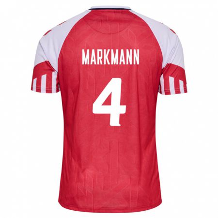 Kandiny Muži Dánske Noah Markmann #4 Červená Dresy Hazai Csapatmez 24-26 Triĭká
