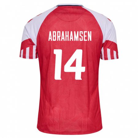 Kandiny Muži Dánske Mads Abrahamsen #14 Červená Dresy Hazai Csapatmez 24-26 Triĭká