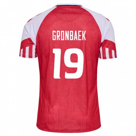 Kandiny Muži Dánske Albert Gronbaek #19 Červená Dresy Hazai Csapatmez 24-26 Triĭká