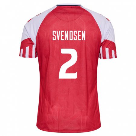 Kandiny Muži Dánske Oliver Svendsen #2 Červená Dresy Hazai Csapatmez 24-26 Triĭká