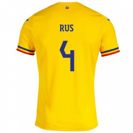 Kandiny Muži Rumunsko Adrian Rus #4 Žltá Dresy Hazai Csapatmez 24-26 Triĭká