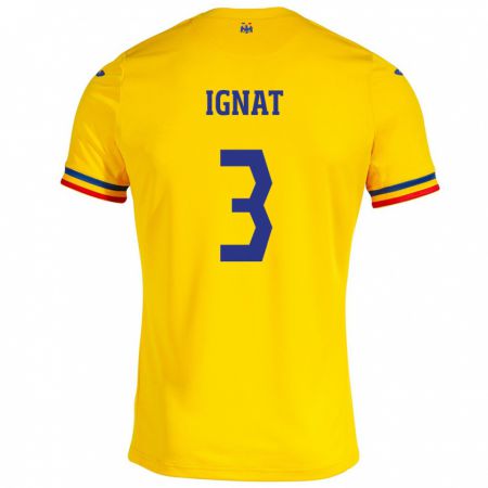 Kandiny Muži Rumunsko Cristian Ignat #3 Žltá Dresy Hazai Csapatmez 24-26 Triĭká