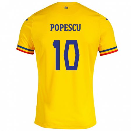Kandiny Muži Rumunsko Octavian Popescu #10 Žltá Dresy Hazai Csapatmez 24-26 Triĭká