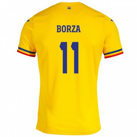 Kandiny Muži Rumunsko Andrei Borza #11 Žltá Dresy Hazai Csapatmez 24-26 Triĭká