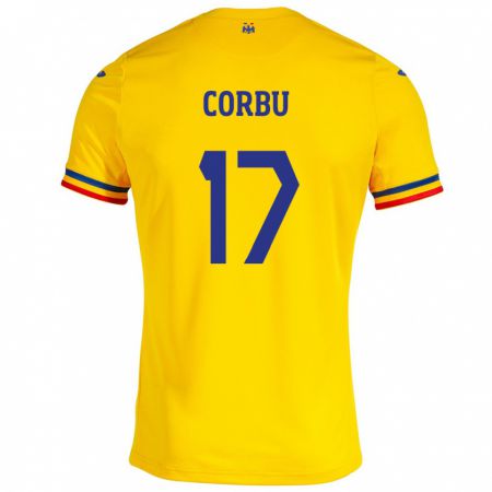 Kandiny Muži Rumunsko Marius Corbu #17 Žltá Dresy Hazai Csapatmez 24-26 Triĭká