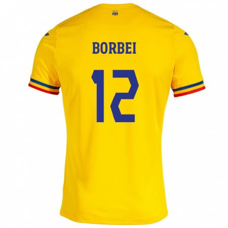Kandiny Muži Rumunsko Alexandru Borbei #12 Žltá Dresy Hazai Csapatmez 24-26 Triĭká