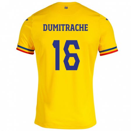 Kandiny Muži Rumunsko Valentin Dumitrache #16 Žltá Dresy Hazai Csapatmez 24-26 Triĭká